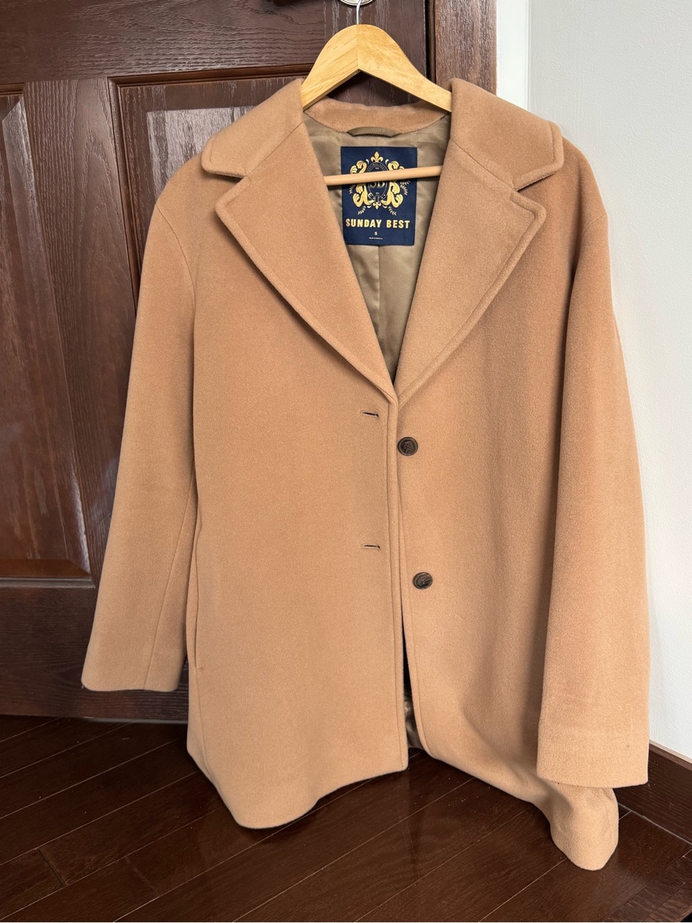 Sunday Best Camel Single-Breasted Wool-Blend Peacoat